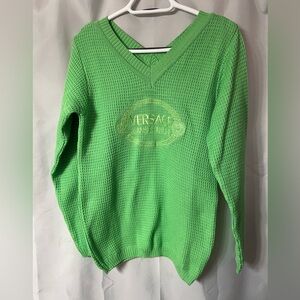 Versace Vibrant Green V-Neck Sweater. NWT. Vintage. 100% cotton. Size M